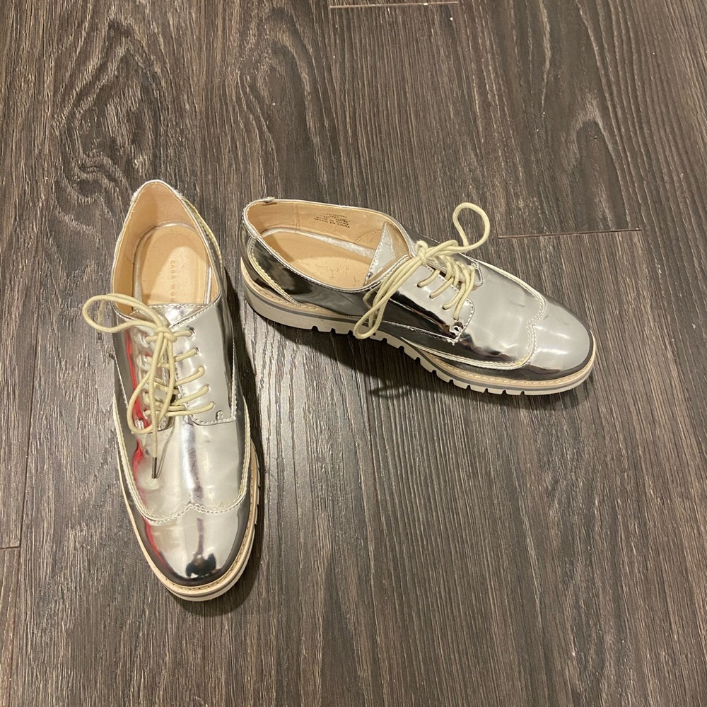 Silver Zara loafers
